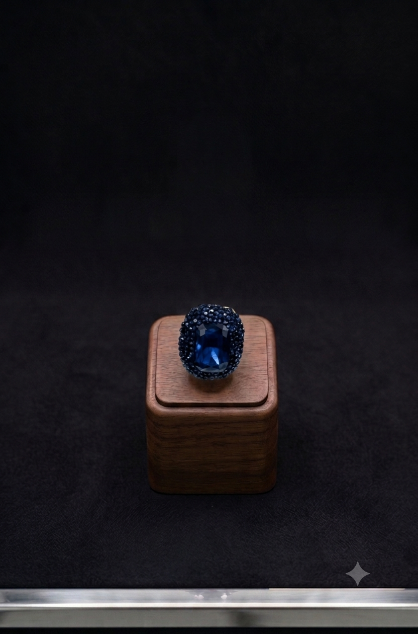 Bague cocktail pavée rubis