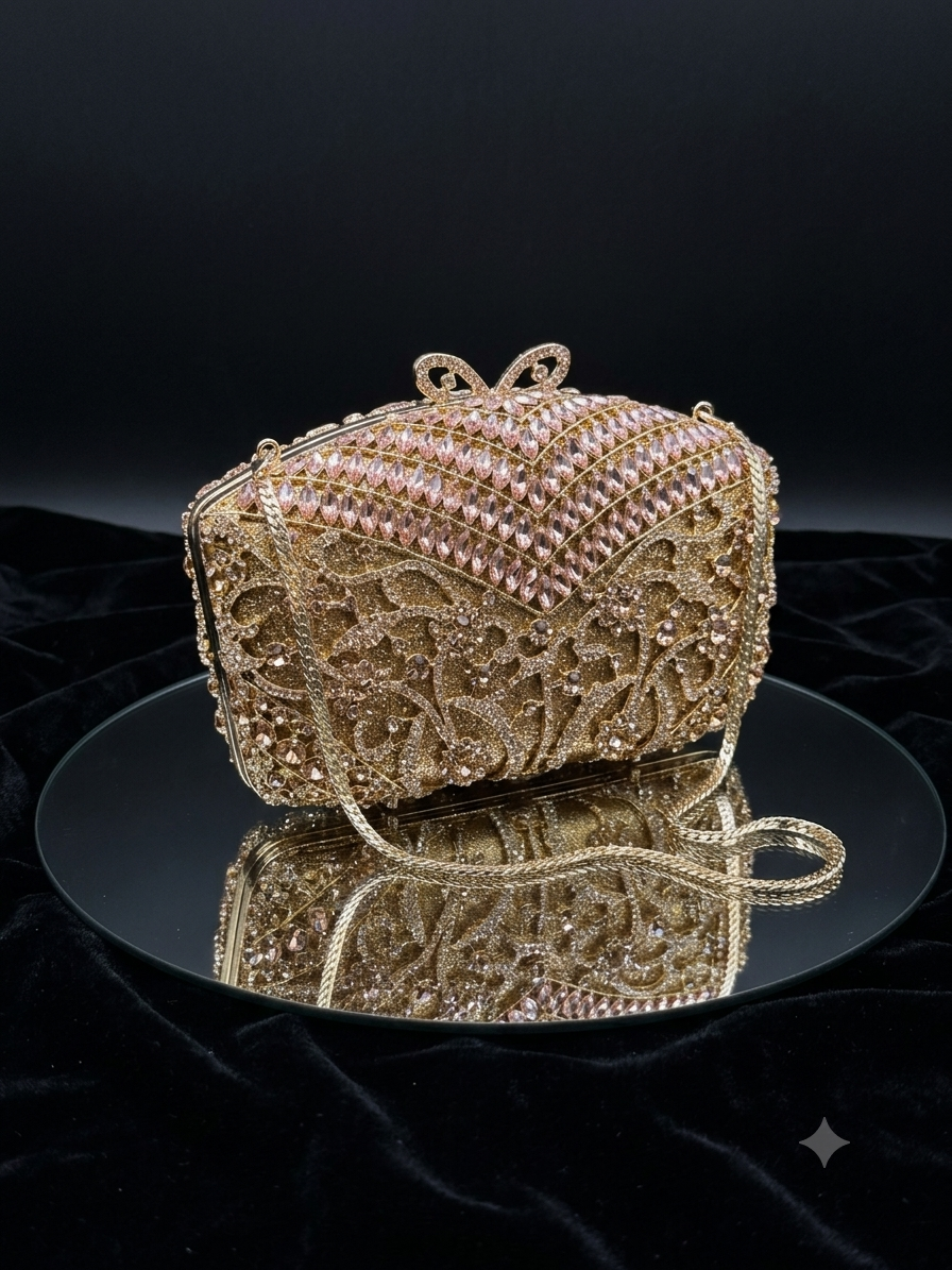Pochette de Soirée Dorée et Rose
