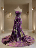 Robe Sirène en Soie Marbrée et Cristaux Scintillants
