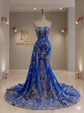 Tulle Bleu Roi aux Éclats de Cristal