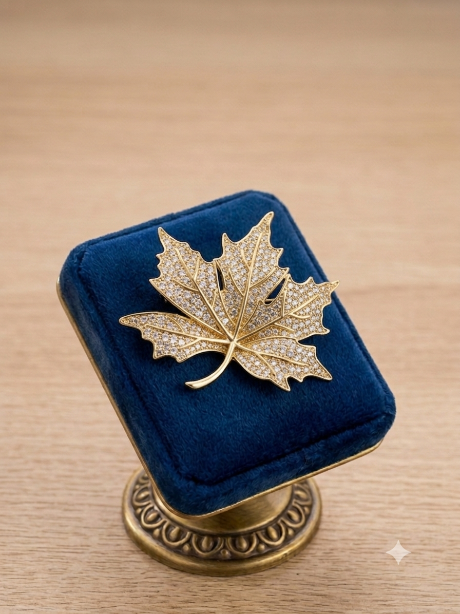 Broche « Feuille d’Or Scintillante »