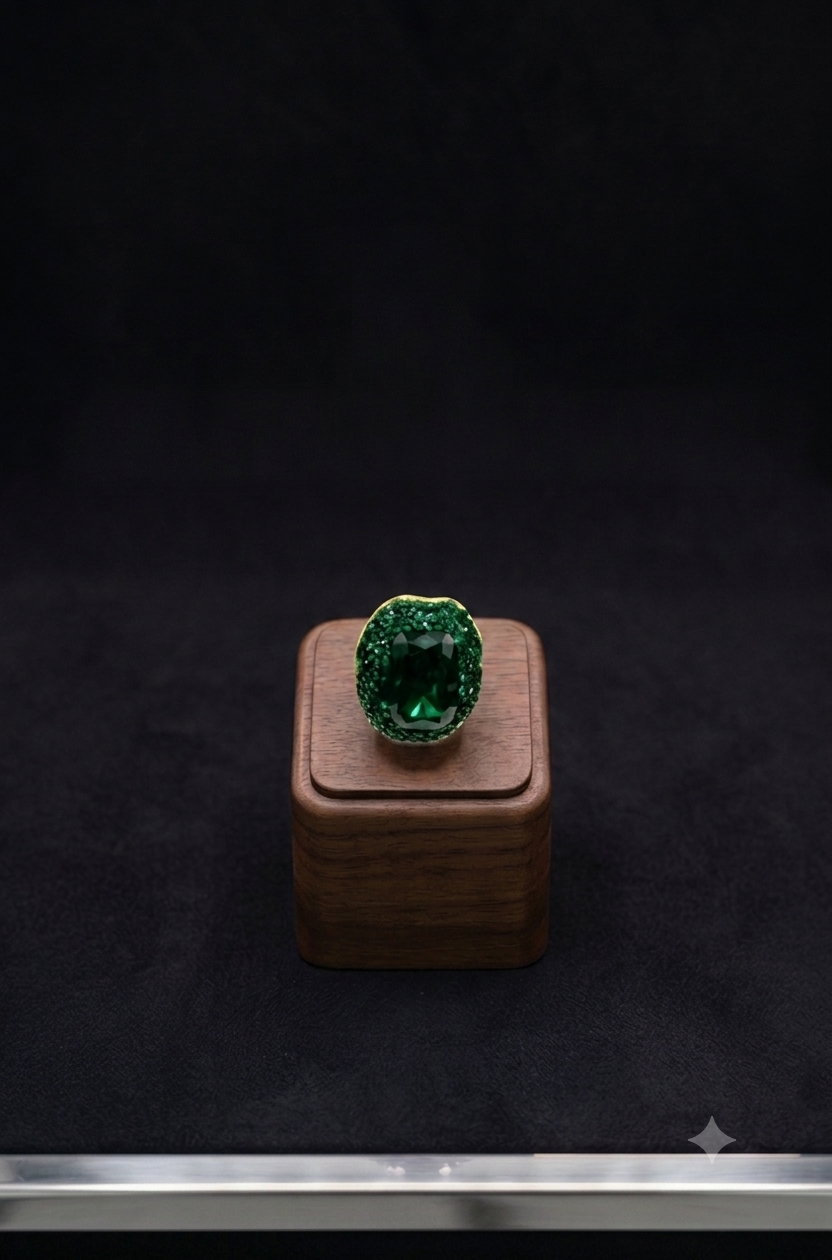 Bague cocktail pavée rubis
