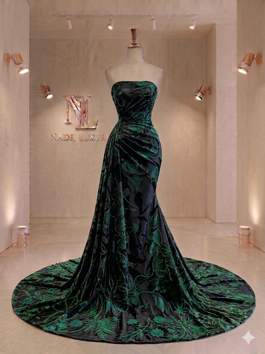 La Symphonie Émeraude : Mousseline Couture et Satin Intense