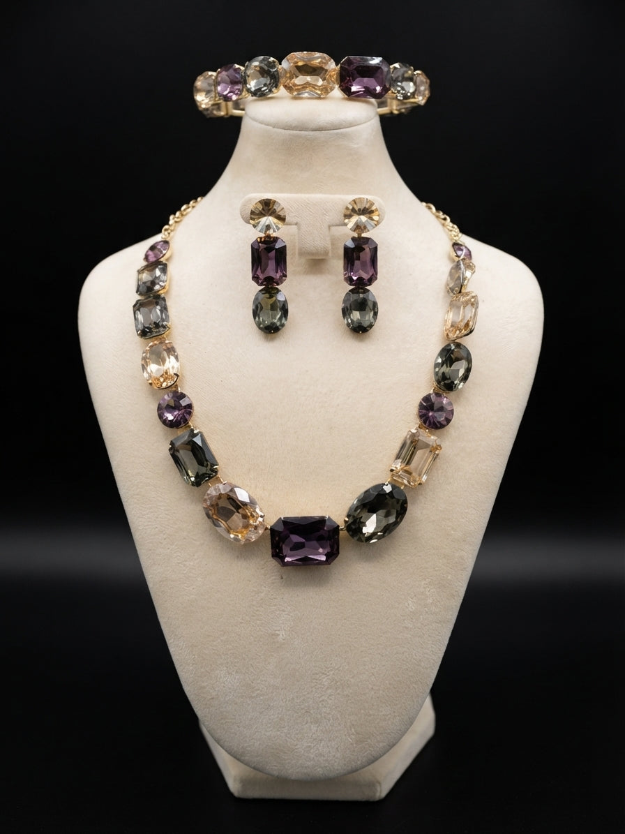 Parure Multicolore en Cristal et Dorure