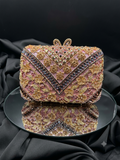Pochette de Soirée Florale Dorée et Rose