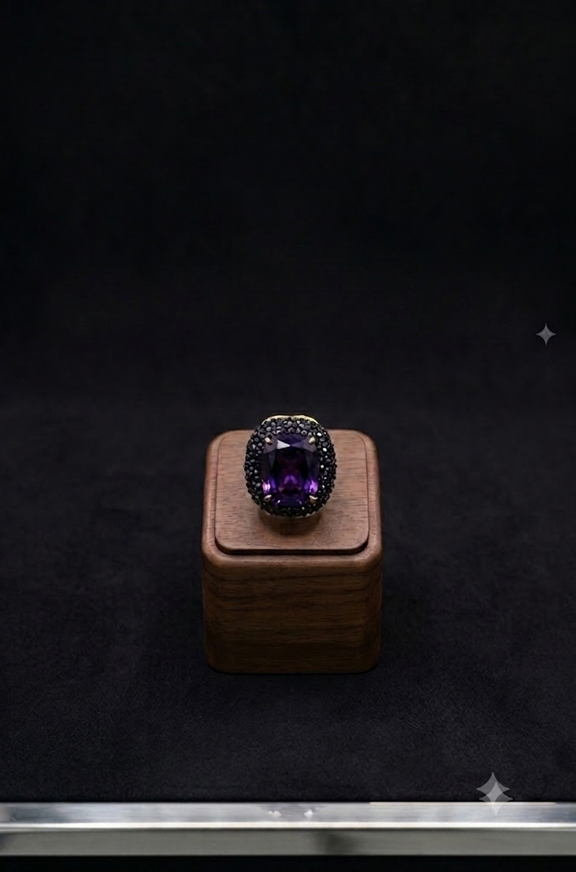 Bague cocktail pavée rubis